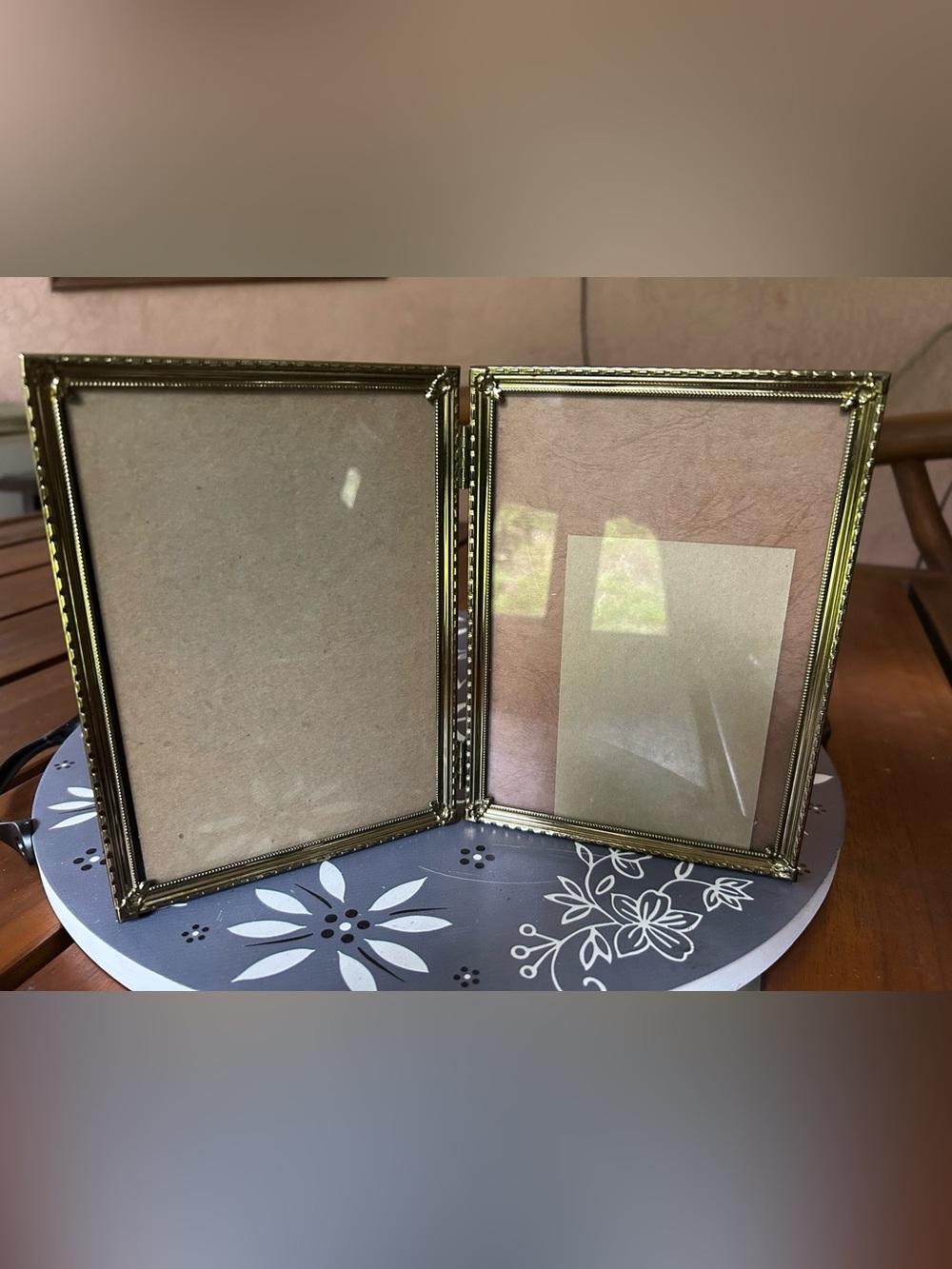 Elegant brass Double Picture Frame - Home Accents